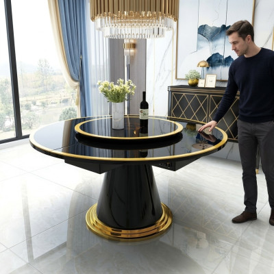 Luxe eettafel Ronde eettafels Draaibare woon eetkamer decoratie Ronde tafel