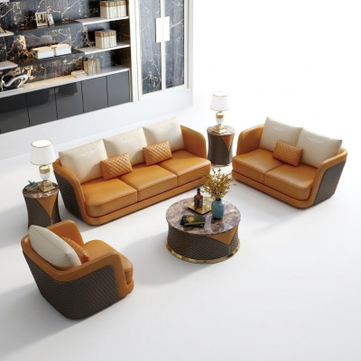 Edel luxe klasse woonkamer set bankstel bank bekleding 6-delig.