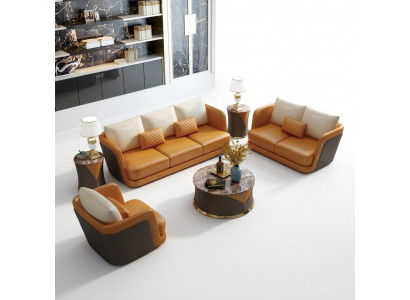 Edel luxe klasse woonkamer set bankstel bank bekleding 6-delig.