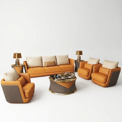Edel luxe klasse woonkamerset bankstel bank bekleding 4-delige set.