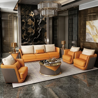 Edle Luxe Klasse Woonkamer Set Garnituur Bank Bank Bekleding 7-delige Set