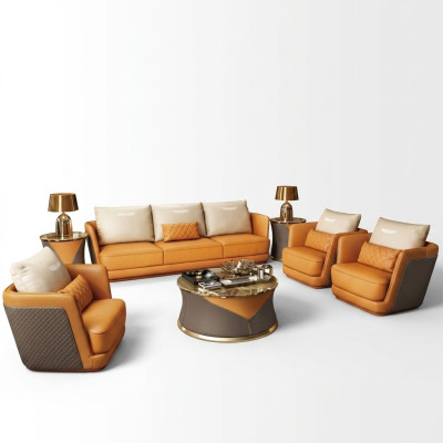 Edle Luxe Klasse Woonkamer Set Garnituur Bank Bank Bekleding 7-delige Set