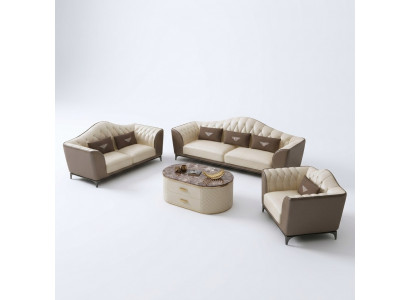 Compleet Set Bankstel 3+2+1 Ontwerp Leren Bankstel Leren Bankstellen Banken