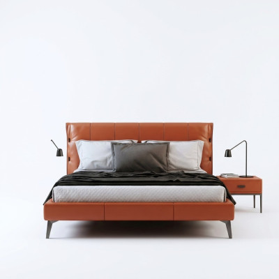 Tweepersoonsbed Bed Huwelijksbed Ontwerp Luxe Luxueus Gestoffeerd Bed Designbed Textiel