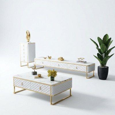 Bank Tafel Koffie Bijzettafels Designer Glas Marmer Imitatie Roestvrij Staal
