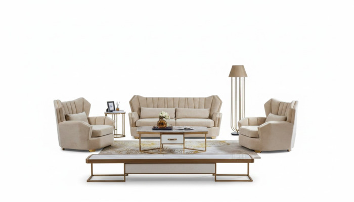 Bank Bankstel Set Stoel Kussen Compleet Set 3+2+1 Decoratiebanken Ontwerper