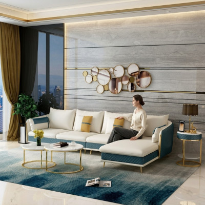 Woonlandschap L-vorm hoekbank bank ontwerp gestoffeerde bankstel sofa hoek nieuw