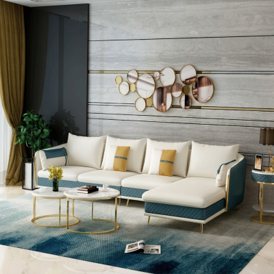 Woonlandschap L-vorm hoekbank bank ontwerp gestoffeerde bankstel sofa hoek nieuw