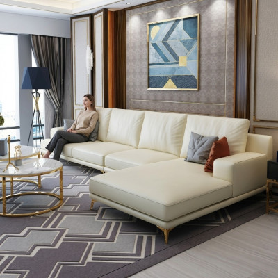 Garnituur Designer Bank Bank Hoekbank met Voetenbank Bekleed Woonlandschap