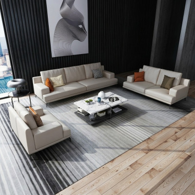 Moderne witte leren bankstel 3+2 zits woonkamer exclusieve bankstellen 2-delig.