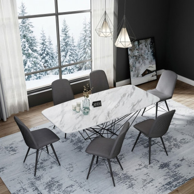 Ontwerp eetkamerset tafel + 6 stoelen Zitkussen set Tafels