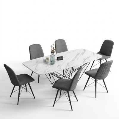Ontwerp eetkamerset tafel + 6 stoelen Zitkussen set Tafels