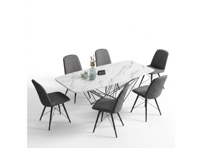 Ontwerp eetkamerset tafel + 6 stoelen Zitkussen set Tafels