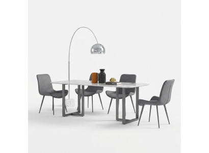 Ontwerp eetkamerset tafel + 4 stoelen zitkussen decoratieset tafels