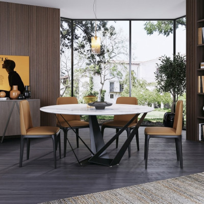 Ontwerp Ronde Tafel 4x Stoelen Eetkamerstoelen Beklede Zitting Ronde Tafels