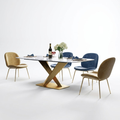 Eettafel + 4x stoelen Stoel Eetkamer Set Moderne eethoek Tafel Tafels