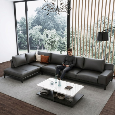 Ontwerper leren bank hoekbank gestoffeerde hoekbank zit hoek L-vormig decoratieve set