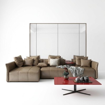 Woonlandschap hoekbank L-vormige fauteuil set meubelset modern bankstel Italië.