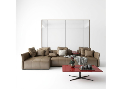 Woonlandschap hoekbank L-vormige fauteuil set meubelset modern bankstel Italië.
