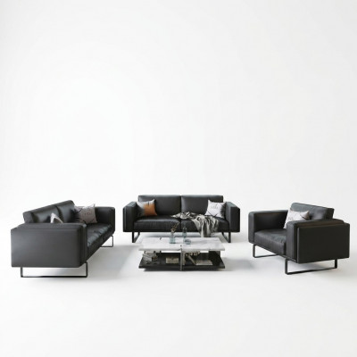 Luxe kantoor kantoormeubilair bankstel leer bankstel 3+2+1 + salontafel 4 delen