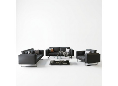 Luxe kantoor kantoormeubilair bankstel leer bankstel 3+2+1 + salontafel 4 delen
