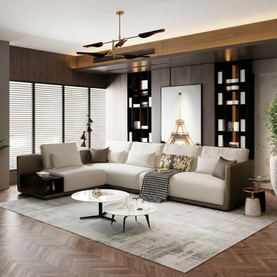 Ontwerper lederen hoekbank hoekbank gestoffeerde hoekbank zithoek decor L-vormige set.