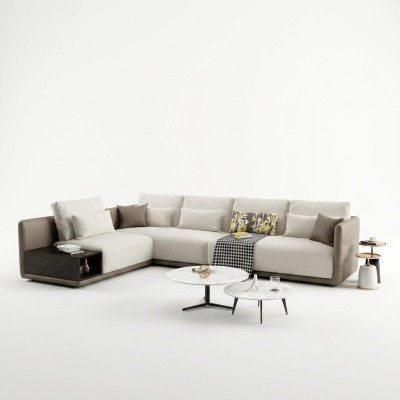 Ontwerper lederen hoekbank hoekbank gestoffeerde hoekbank zithoek decor L-vormige set.