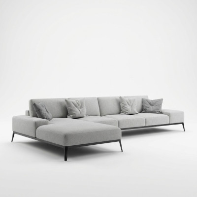 Italiaanse gestoffeerde hoekbank van leder Moderne lounge set Woonslandschap