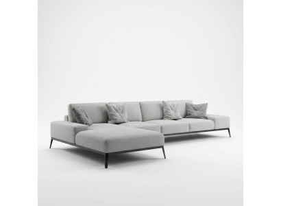 Italiaanse gestoffeerde hoekbank van leder Moderne lounge set Woonslandschap