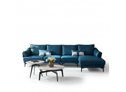 Woongebied hoekbank L-vorm fauteuil set suite Modern bankstel Blauw