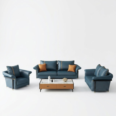 Lederen bekleding compleet set bankstel 3-zits ontwerp woonlandschap
