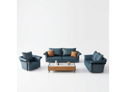 Lederen bekleding compleet set bankstel 3-zits ontwerp woonlandschap