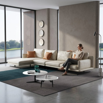 Ontwerper leren bank hoekbank gestoffeerde hoekbank zitbank decor hoek L-vormige settee