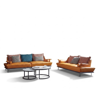 Italiaanse gestoffeerde zitgroep 4+2 set leer Bank Modern Sofa