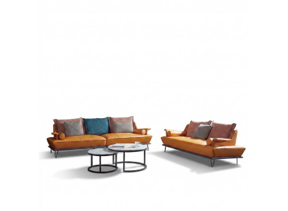 Italiaanse gestoffeerde zitgroep 4+2 set leer Bank Modern Sofa