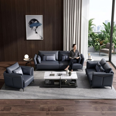 Italiaanse bankstel set 3+2+1 groep leren bank Modern bankstel