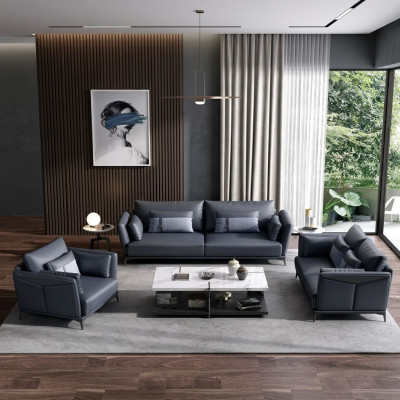 Italiaanse bankstel set 3+2+1 groep leren bank Modern bankstel