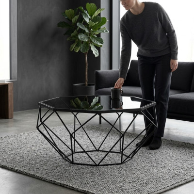 Italiaanse stijl meubels Roestvrijstalen salontafel Bank Glas Tafels Bijzettafel
