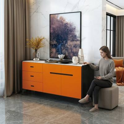Italiaans designmeubilair hoge commode ontwerpkast kasten oranje
