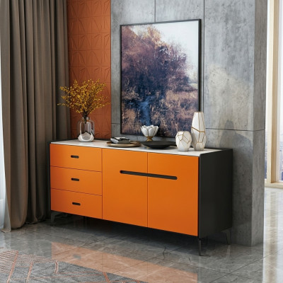 Italiaans designmeubilair hoge commode ontwerpkast kasten oranje