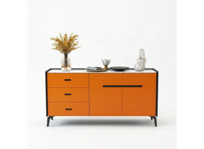 Italiaans designmeubilair hoge commode ontwerpkast kasten oranje