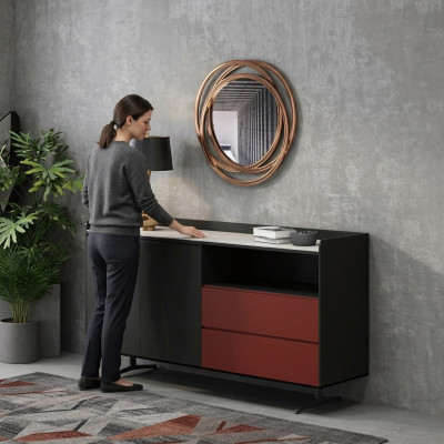 Italiaanse design commode stijl meubels hoge kasten kasten oranje.