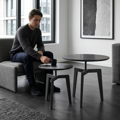 Stel 2x decoratieve salontafel koffietafel bijzettafel designer woonkamertafel