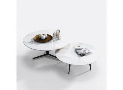 Ronde set 2x salontafel koffietafel bijzettafel decoratie ontwerper woonkamer.