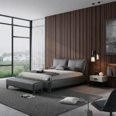 Deco bedbekleding ontwerp luxe dubbele hotelbedden slaapkamer leer