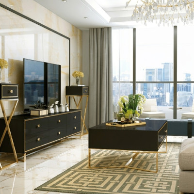 Italiaanse designmeubelen 2 delig set dressoir + salontafel hoogglans