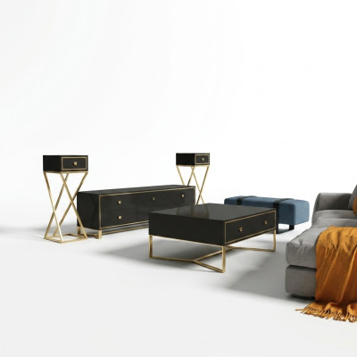 Italiaanse designmeubelen 2 delig set dressoir + salontafel hoogglans