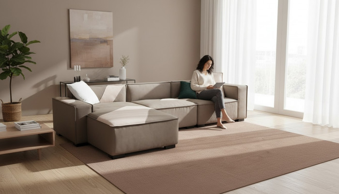 Eckbank woonlandschap sofa bank L vorm gestoffeerde banken leer ontwerp Italië