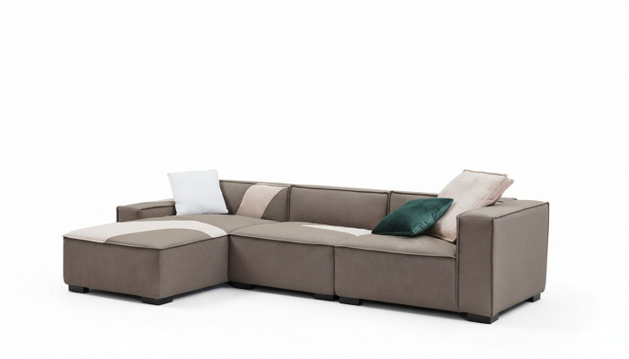 Eckbank woonlandschap sofa bank L vorm gestoffeerde banken leer ontwerp Italië