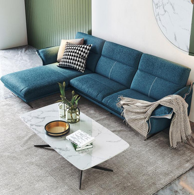 Stof L-vorm bank woonlandschap hoekbank set modern design blauw sofa nieuw
